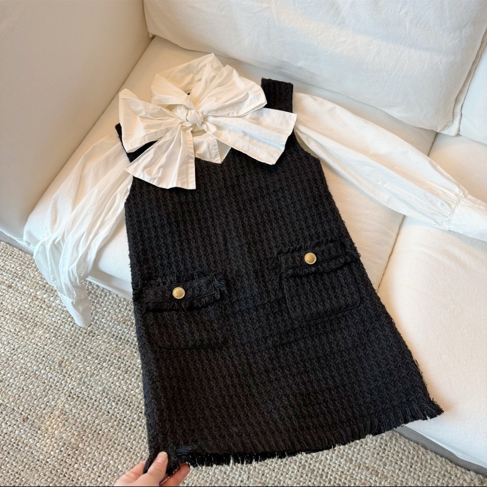 JFashion Liz Lisa Style Tweed Set Up Black Tweed Skirt